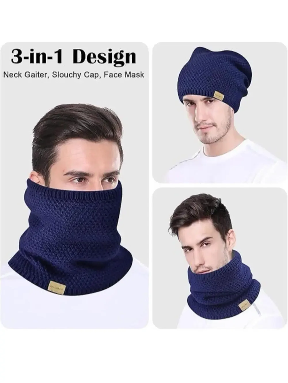 Grey Fleece Neck Warmer Scarf One Size Thick Winter Thermal Men Women Unisex NEW